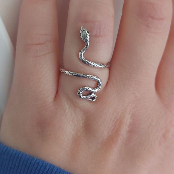 925 Sterling Silver Snake Adjustable Ring - Picture 4 of 6